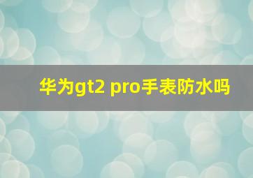 华为gt2 pro手表防水吗